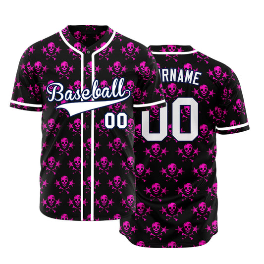Custom Purple Star Skull Baseball Jersey