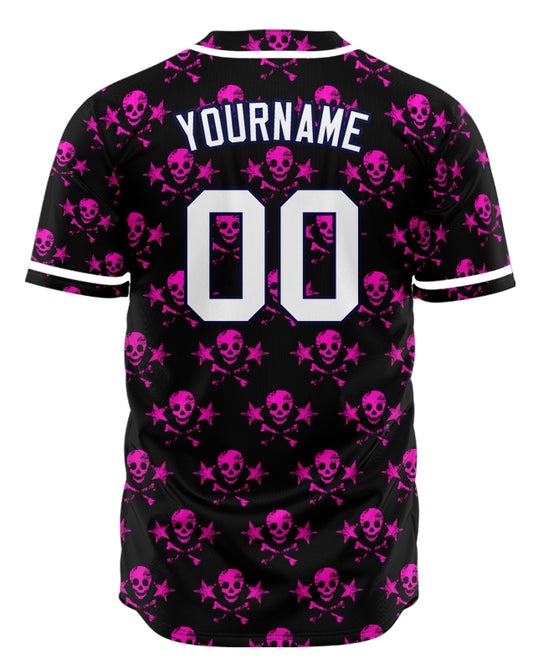 Custom Purple Star Skull Baseball Jersey