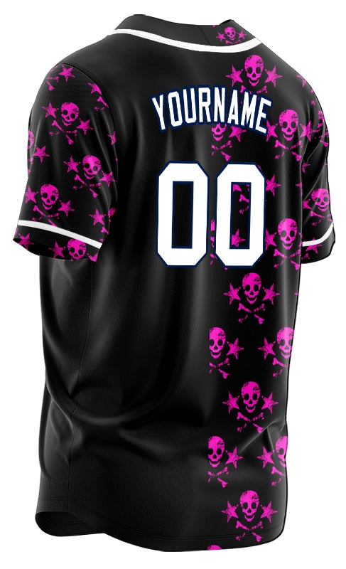 Custom Purple Star Skull Half Baseball Jersey