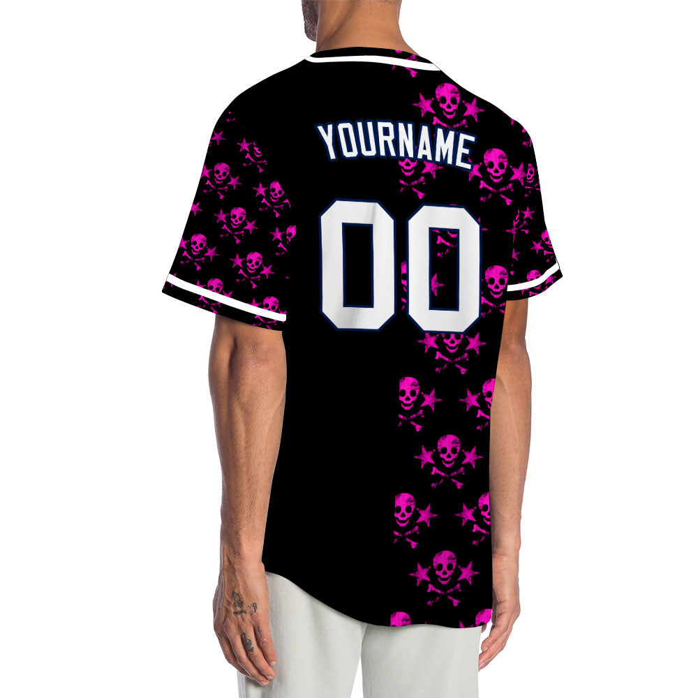 Custom Purple Star Skull Half Baseball Jersey