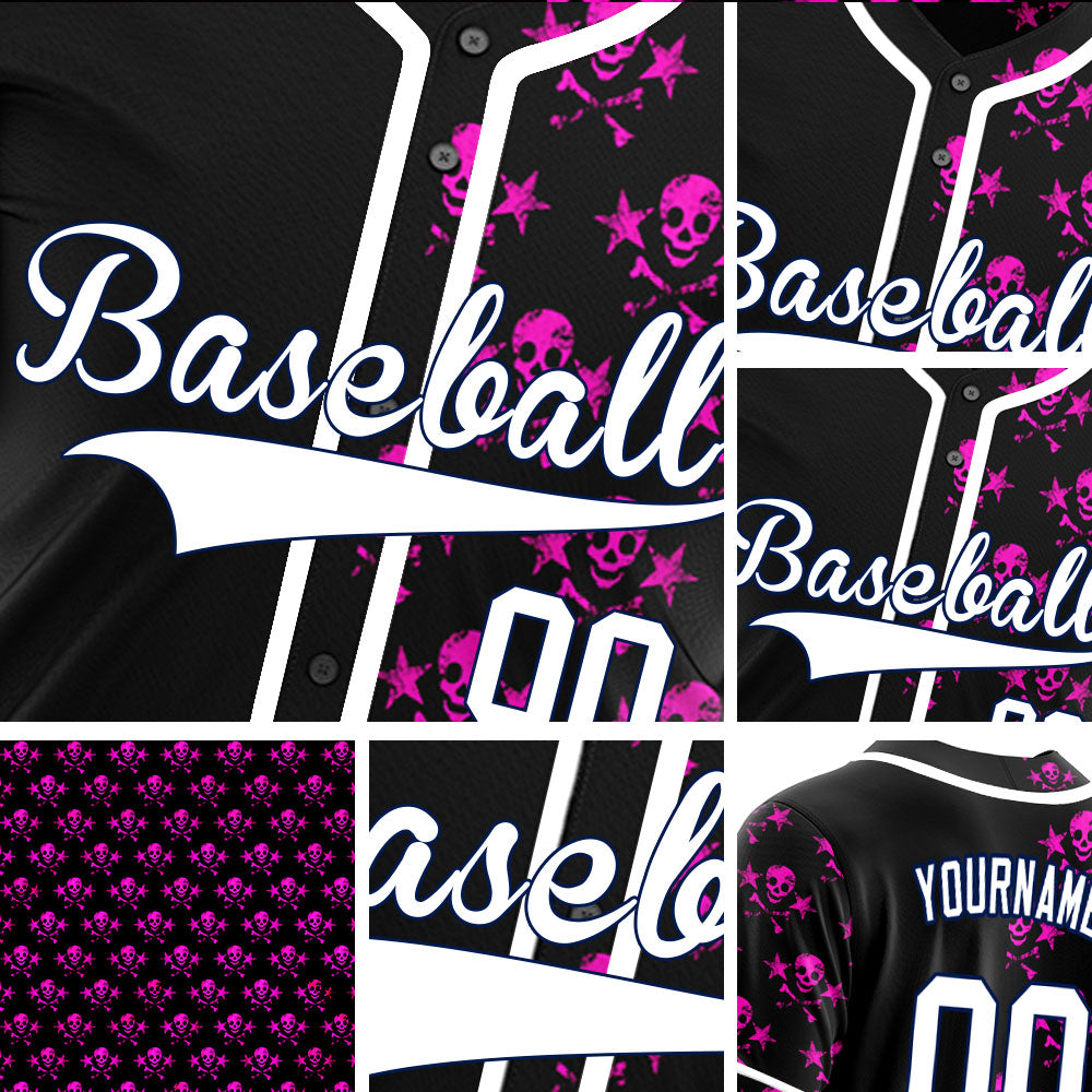 Custom Purple Star Skull Half Baseball Jersey