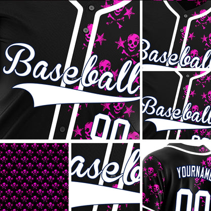 Custom Purple Star Skull Half Baseball Jersey