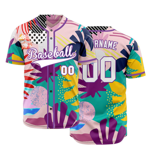 Custom Purple Tropical Baseball Jersey