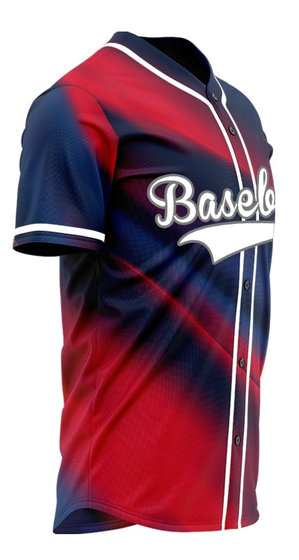 Custom Red Blue Fuzzy Slash Baseball Jersey