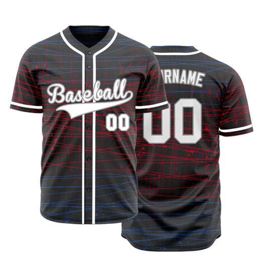 Custom Red Blue Intersecting Lines Baseball Jersey
