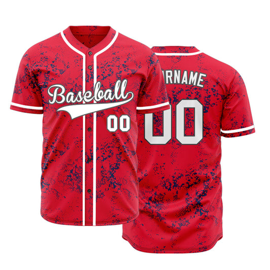 Custom Red Blue Points Baseball Jersey