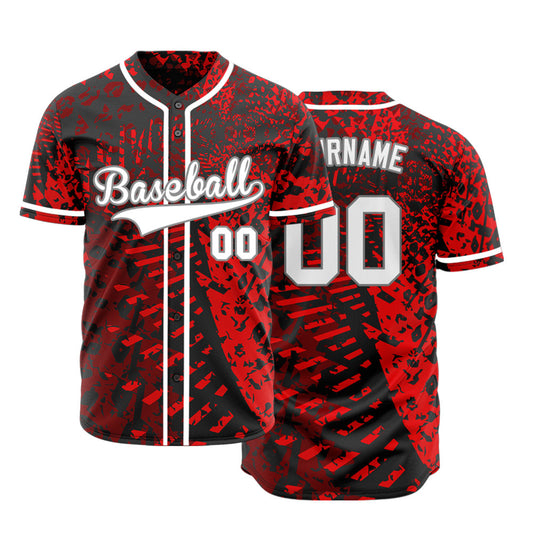 Custom Red Dark Tire Marks Baseball Jersey