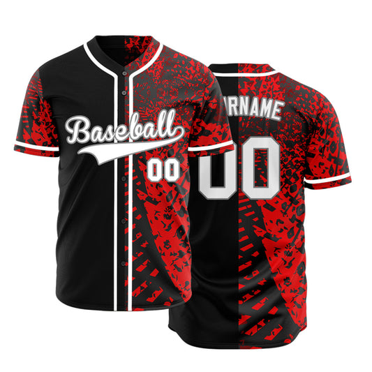 Custom Red Dark Tire Marks Half Baseball Jersey