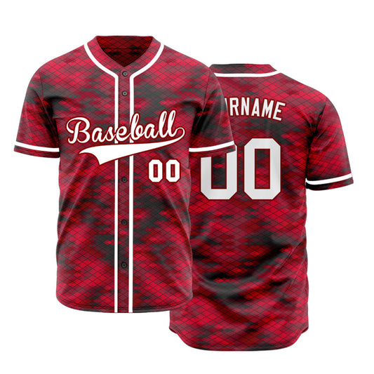 Custom Red Diamond Lattice Baseball Jersey