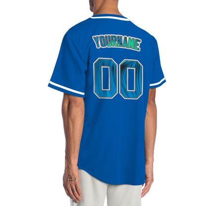 Custom Red Green Bend Line Blue Baseball Jersey