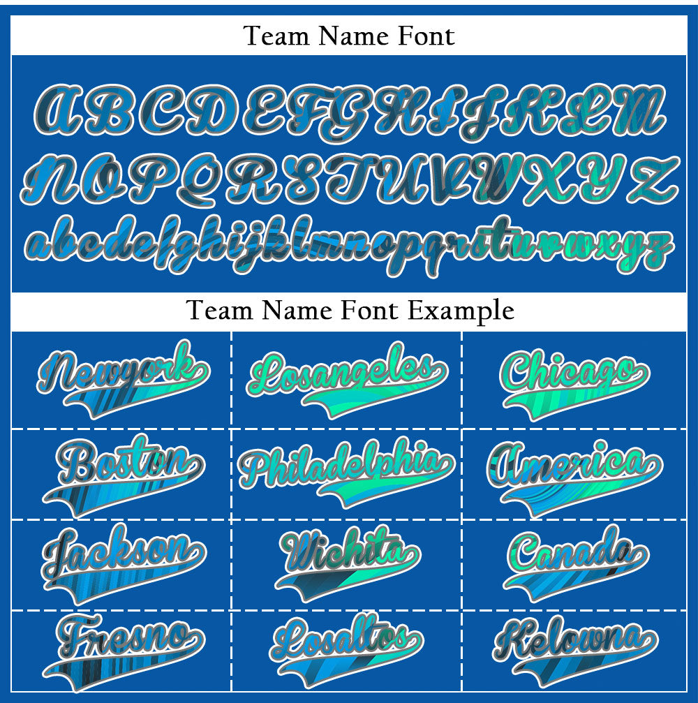 Custom Red Green Bend Line Blue Baseball Jersey