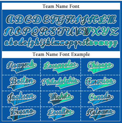 Custom Red Green Bend Line Blue Baseball Jersey