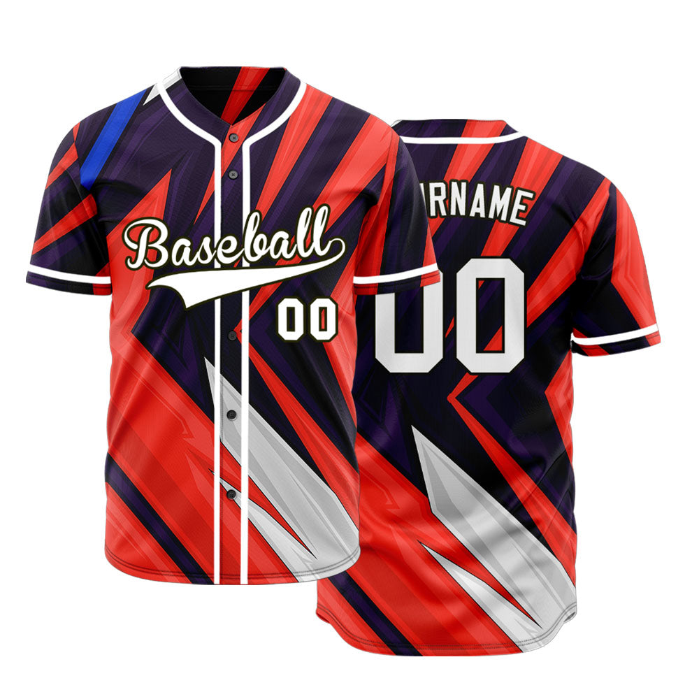 Custom Red Grey Black Lines Baseball Jersey