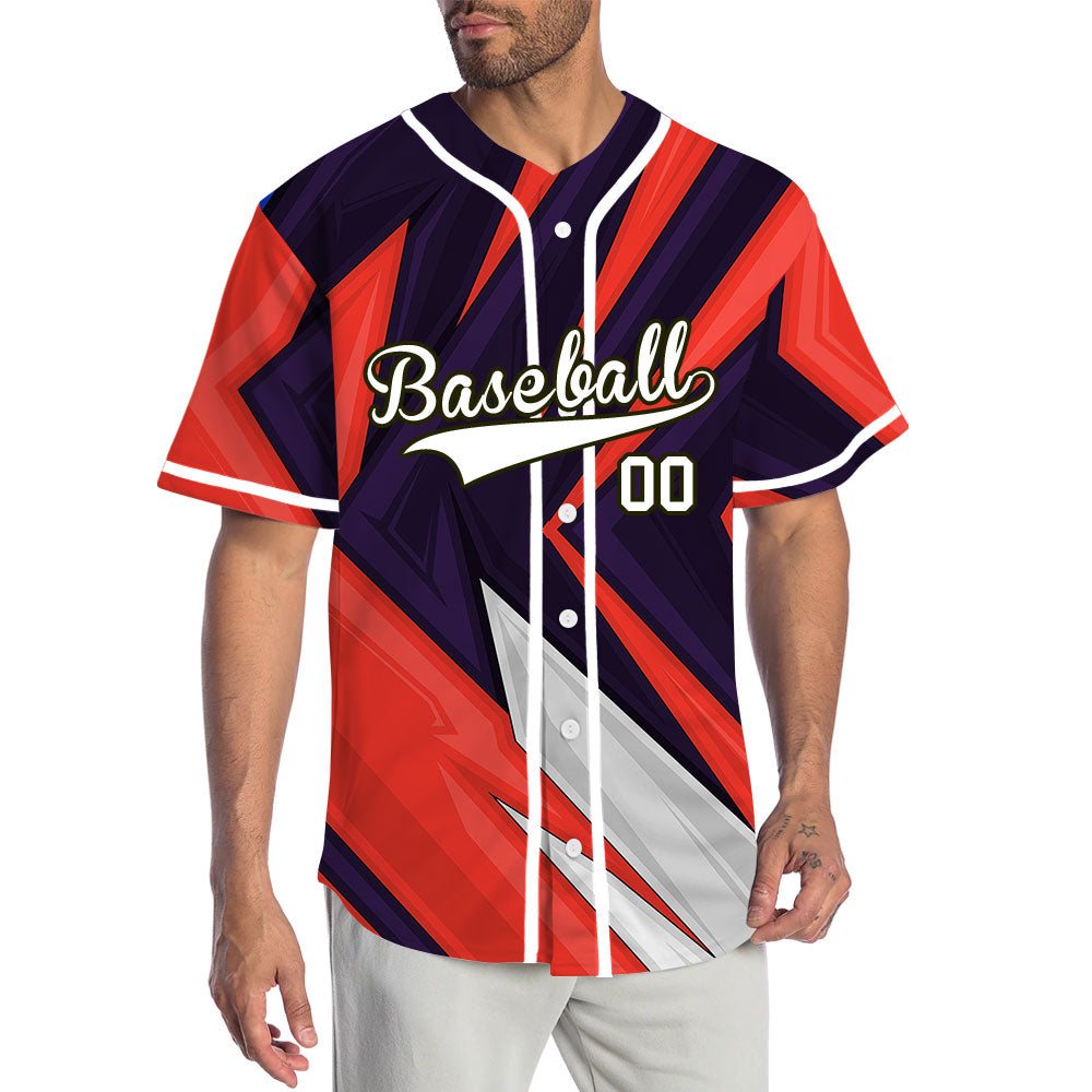 Custom Red Grey Black Lines Baseball Jersey