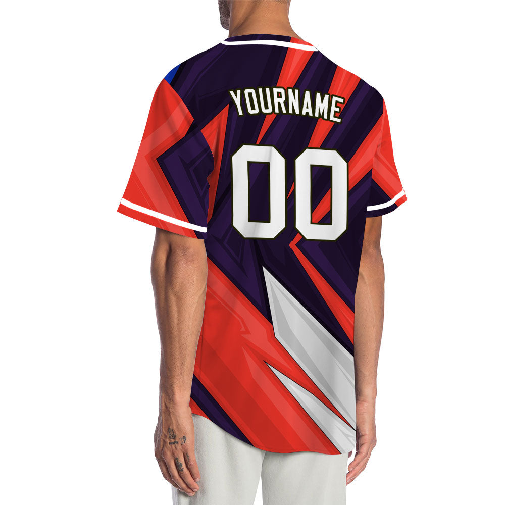 Custom Red Grey Black Lines Baseball Jersey