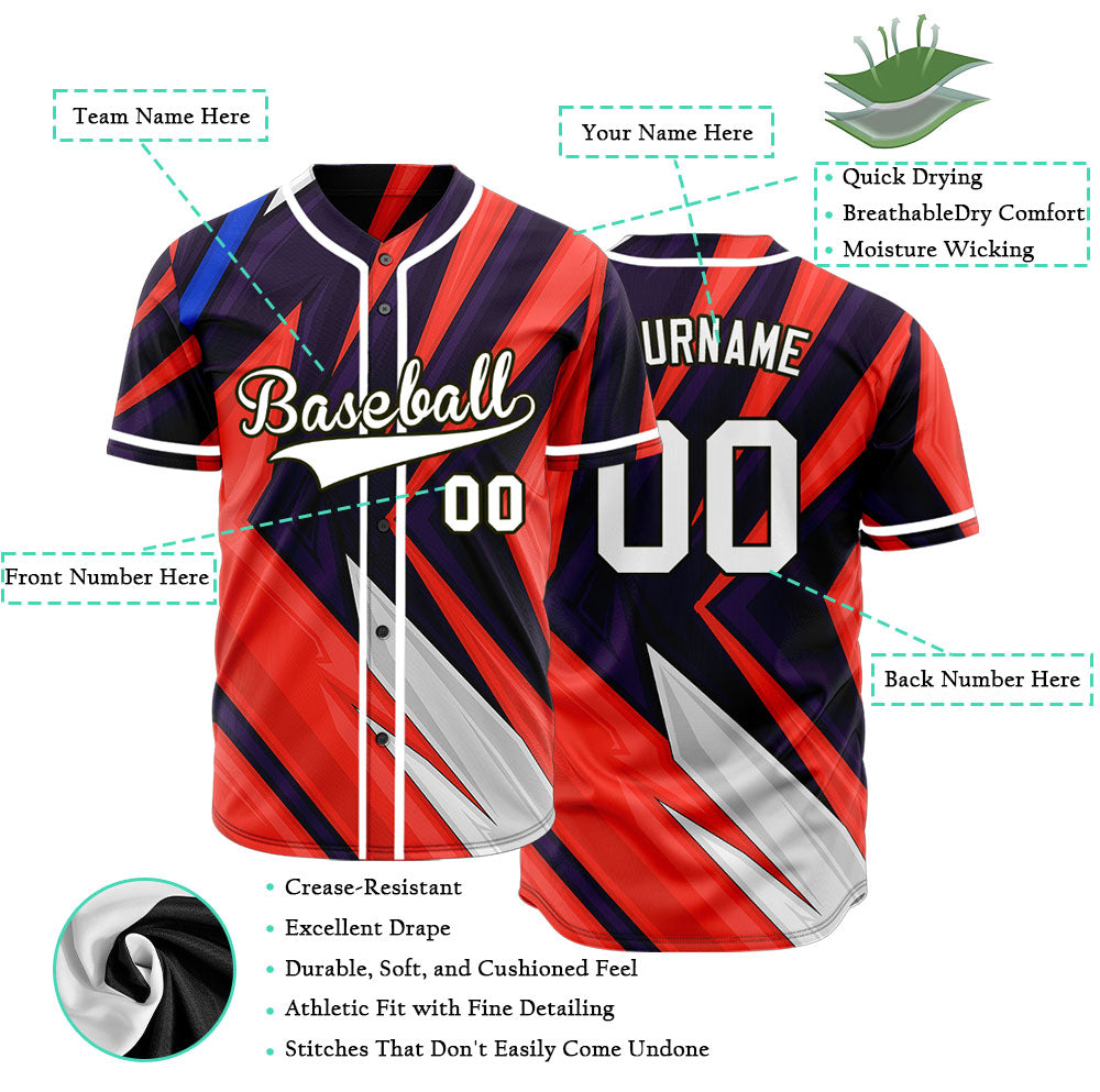 Custom Red Grey Black Lines Baseball Jersey