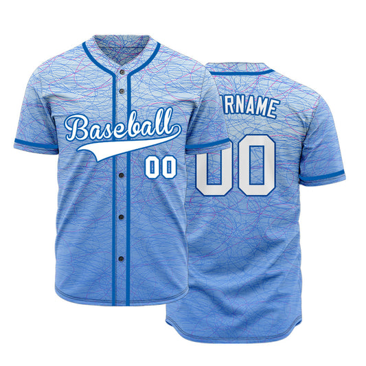 Custom Red Light Blue White Lines Baseball Jersey