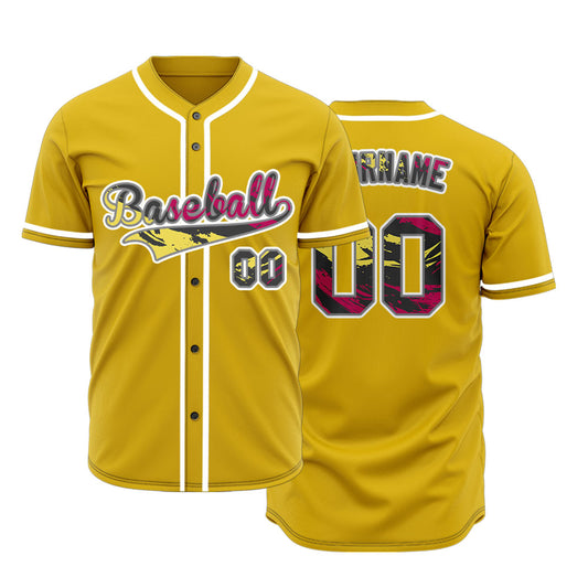 Custom Red Old Grain Yellow Baseball Jersey
