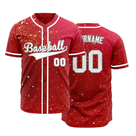 Custom Red Starry Sky Baseball Jersey