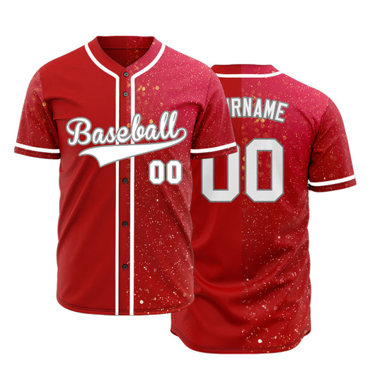 Custom Red Starry Sky Half Baseball Jersey