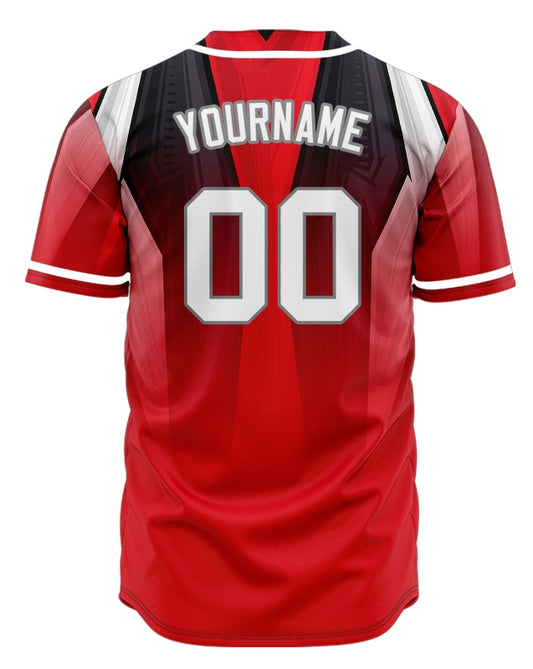 Custom Red White Black Gradient Baseball Jersey