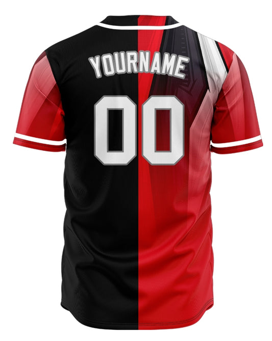 Custom Red White Black Gradient Half Baseball Jersey