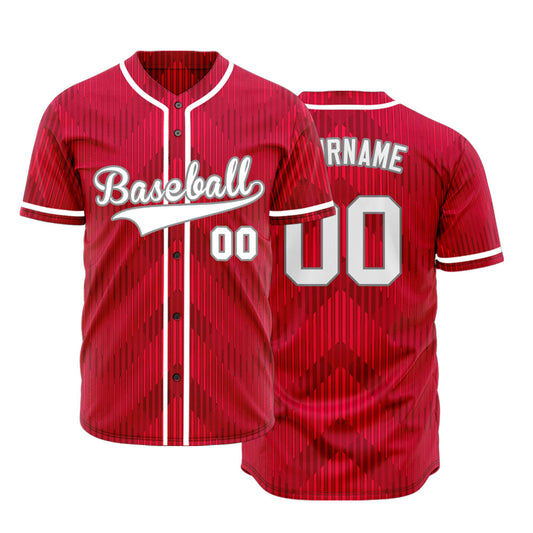 Custom Red White Corner Gradient Baseball Jersey