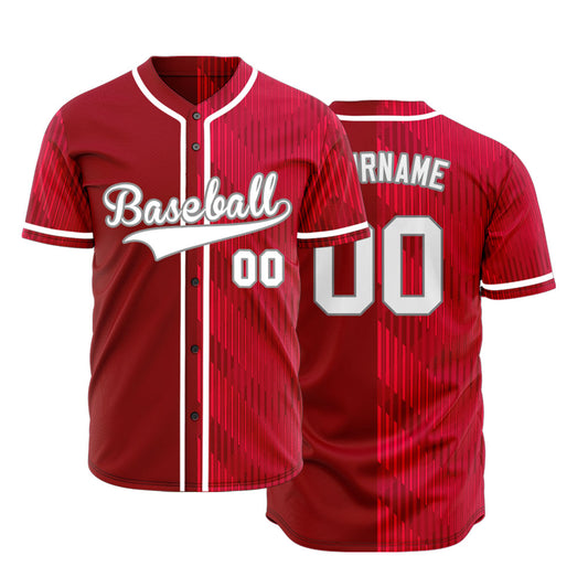 Custom Red White Corner Gradient Half Baseball Jersey