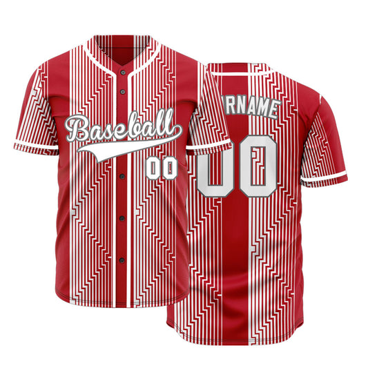 Custom Red White Overlay Baseball Jersey