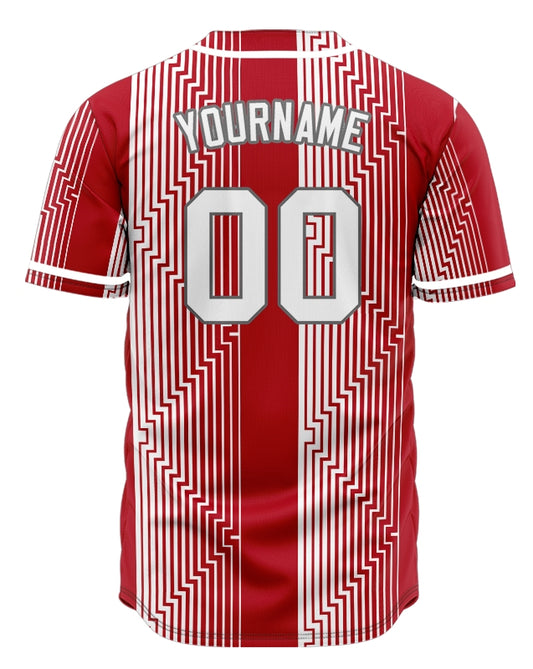 Custom Red White Overlay Baseball Jersey