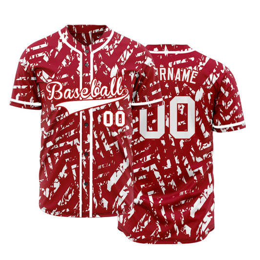 Custom Red White Twill Baseball Jersey