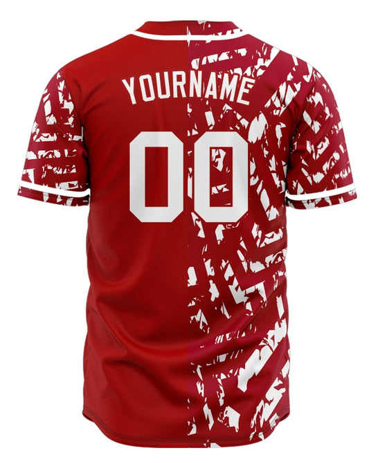 Custom Red White Twill Half Baseball Jersey