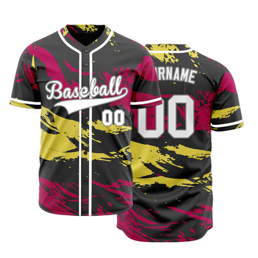 Custom Red Yellow Old Grain Baseball Jersey