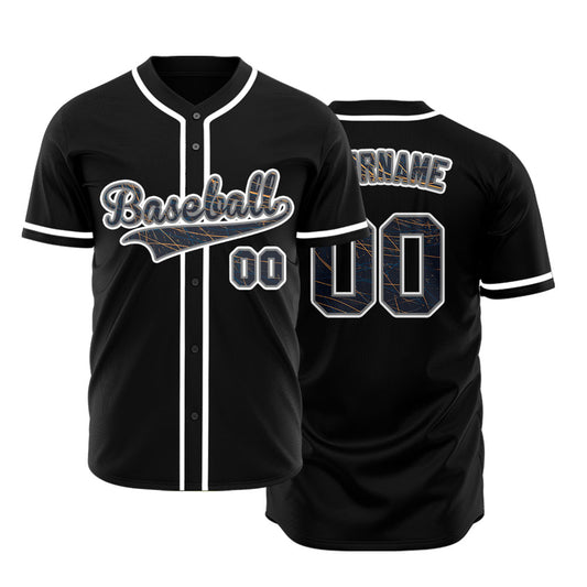Custom Scratch Lines Black Orange Baseball Jersey