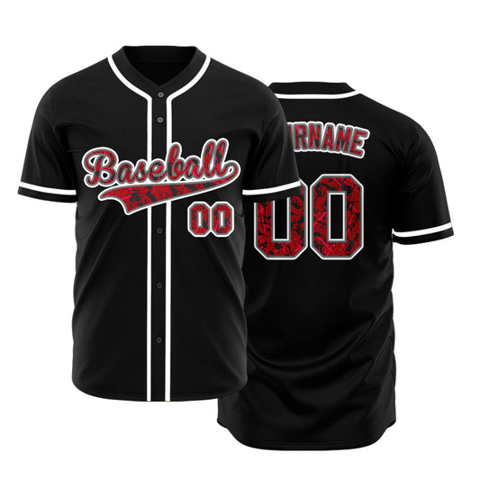 Custom Silhouette Red Black Baseball Jersey