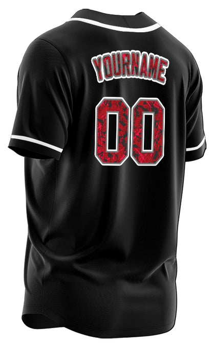 Custom Silhouette Red Black Baseball Jersey