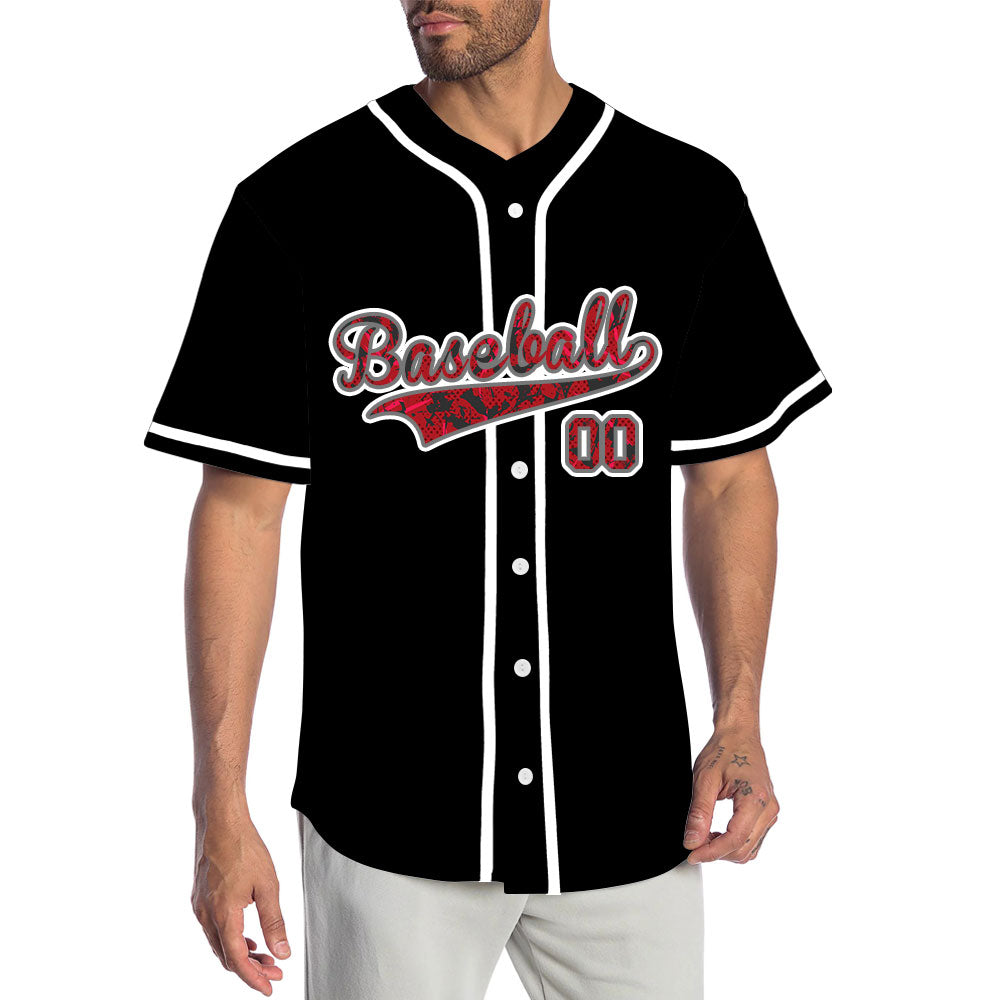 Custom Silhouette Red Black Baseball Jersey