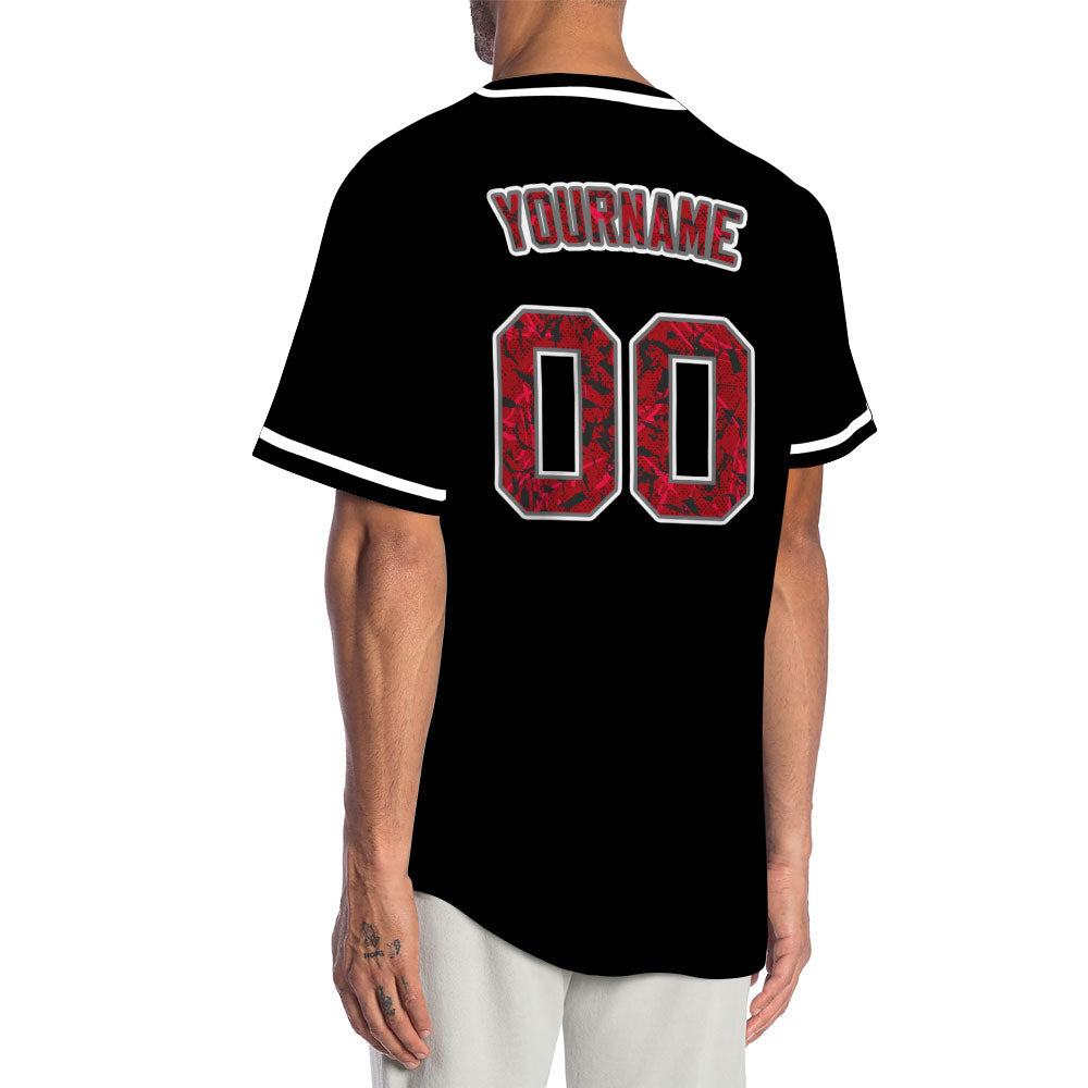 Custom Silhouette Red Black Baseball Jersey
