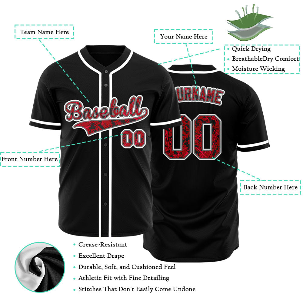 Custom Silhouette Red Black Baseball Jersey