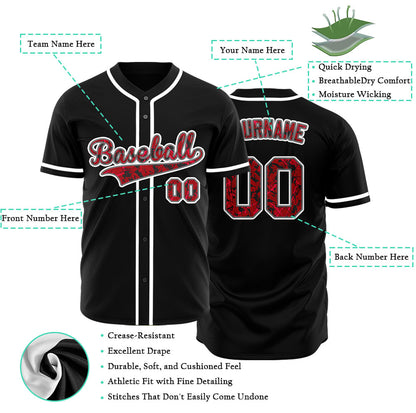 Custom Silhouette Red Black Baseball Jersey