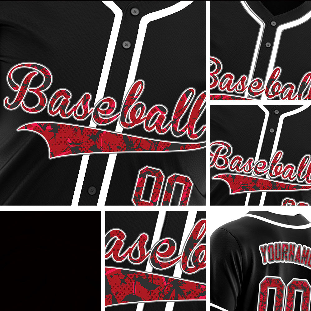 Custom Silhouette Red Black Baseball Jersey