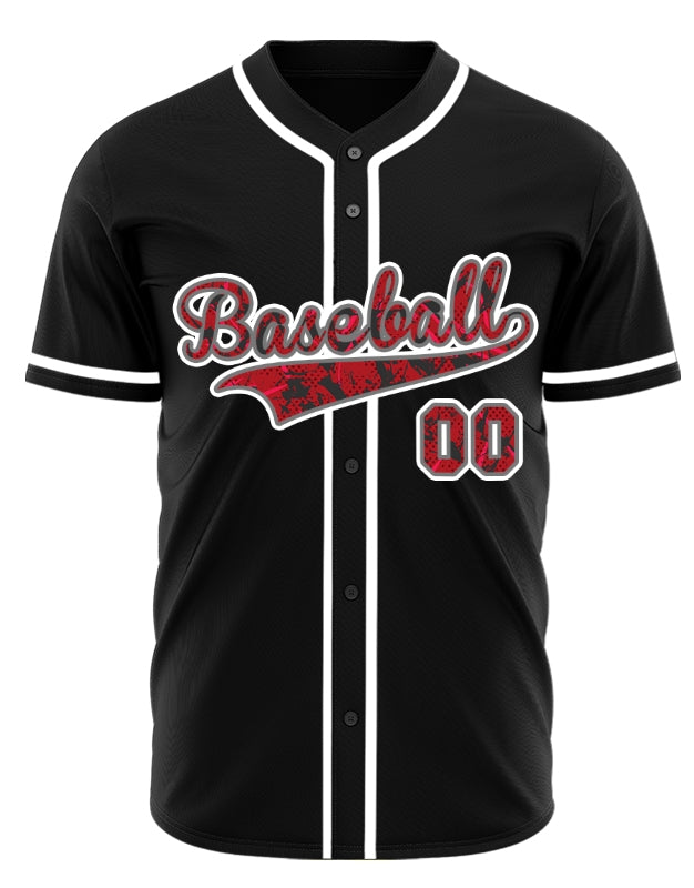 Custom Silhouette Red Black Baseball Jersey