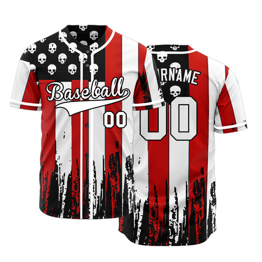 Custom Skull Flag Baseball Jersey