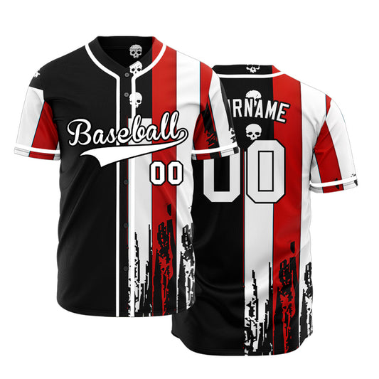 Custom Skull Flag Half Baseball Jersey