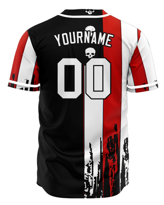 Custom Skull Flag Half Baseball Jersey