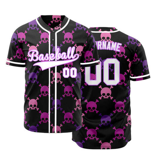 Custom Skull Purple Skull Baseball Jersey