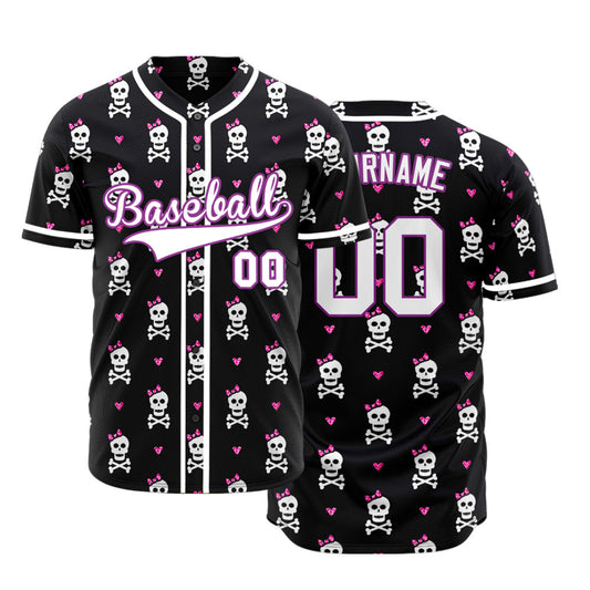Custom Skull Small Heart Baseball Jersey