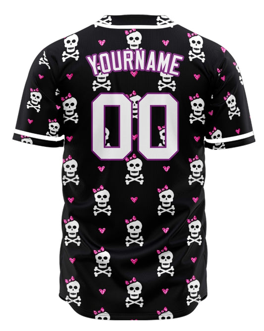 Custom Skull Small Heart Baseball Jersey