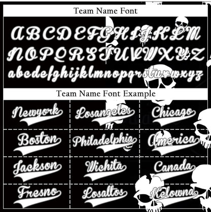 Custom Skull White And Black Half Baseball Jersey