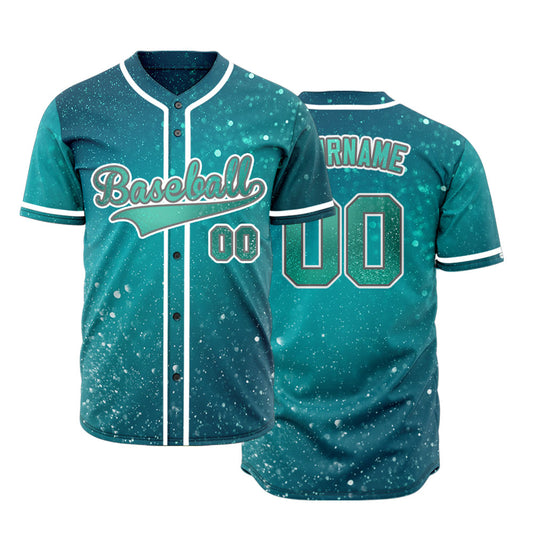 Custom Starry Green Gold Sky Light Baseball Jersey